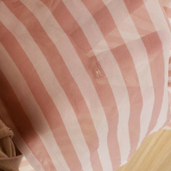 Loft Womens Pink White Stripe Sheer Blouse XS - Picture 5 of 8